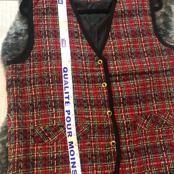 Elegant Red Multi Colours Front Buttons Pocket Business Vest - New - Picture 5 of 9